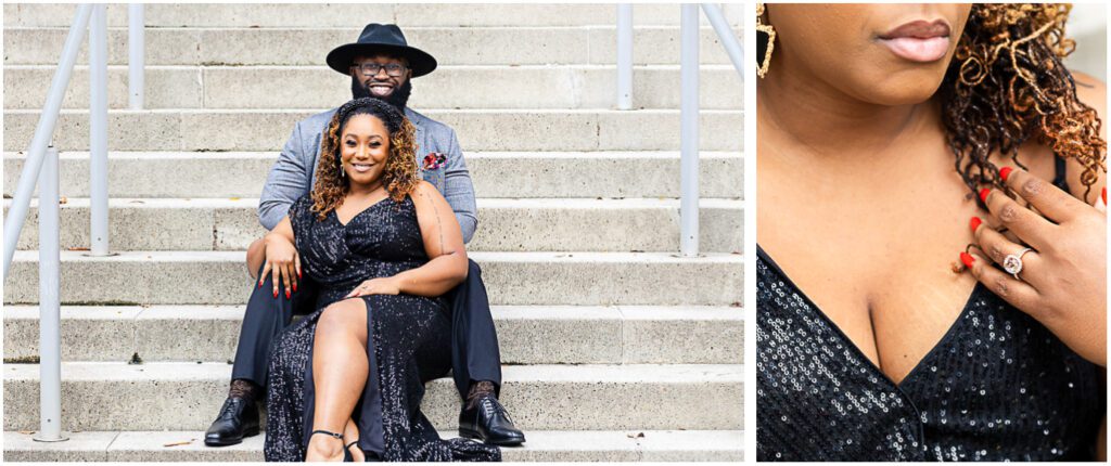 black couple engagement outfit
