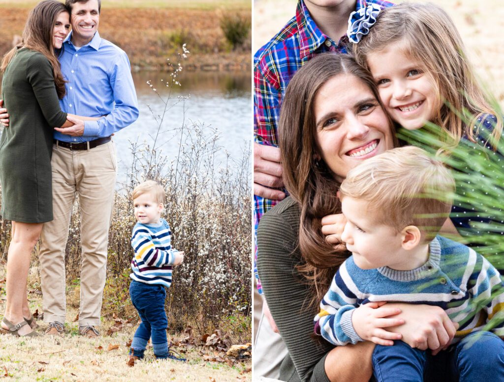 fall lake family session, husband and wife and kids